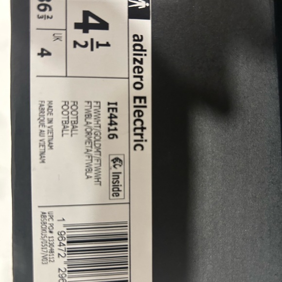 Adidas White and Gold Athletic Cleats - Picture 4 of 7